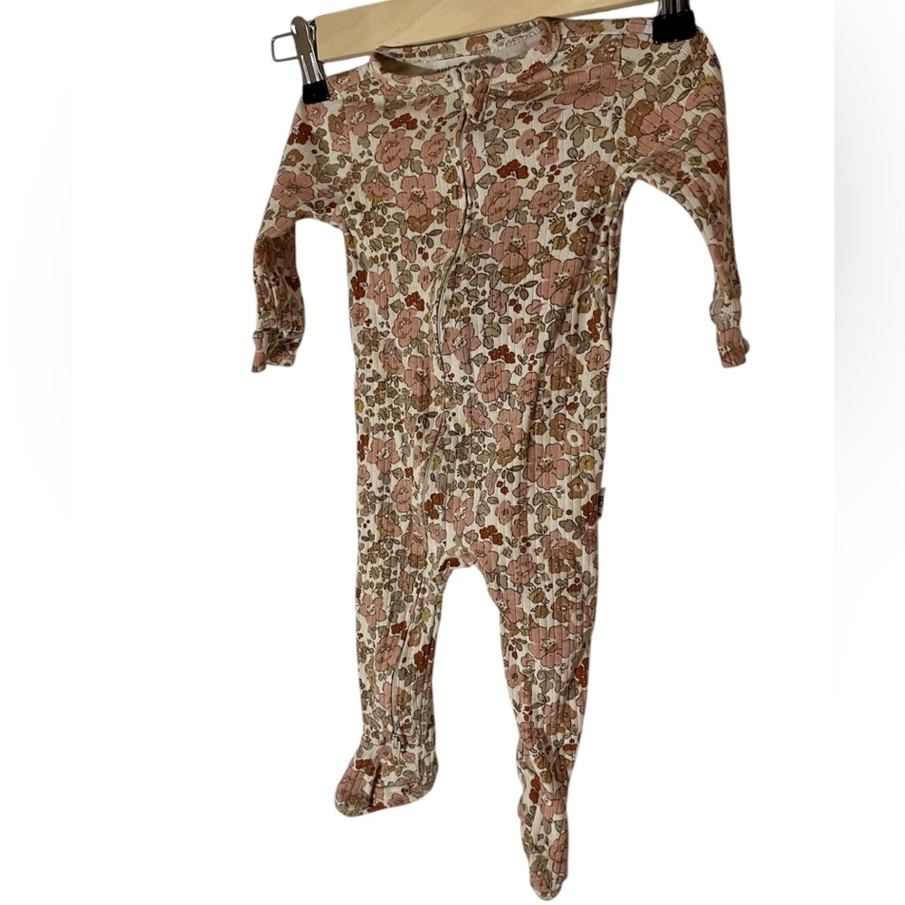 Rabbit Bear Floral Organic Cotton Onesie